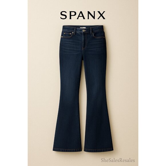 SPANX Plus Redefine Flare Jeans Dark Wash NWT Size 24 High Rise Stretch Denim - Picture 2 of 7